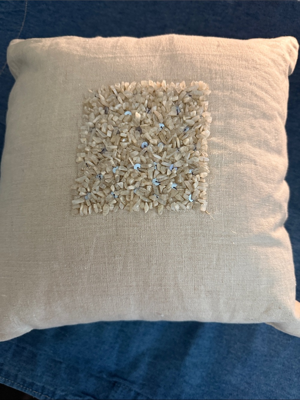 West Elm Decorative Beaded Accent Pillow - Beige 14x14